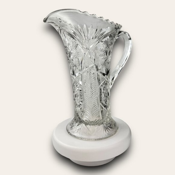 Cambridge Snowflake & Sunburst Clear Crystal Pitcher EVC No Chips EAPG - Picture 3 of 14